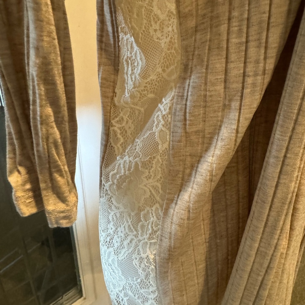 August Mist Women's Cream Lace Open-Front 3/4 sleeved Sweater Sz M - Picture 2 of 11